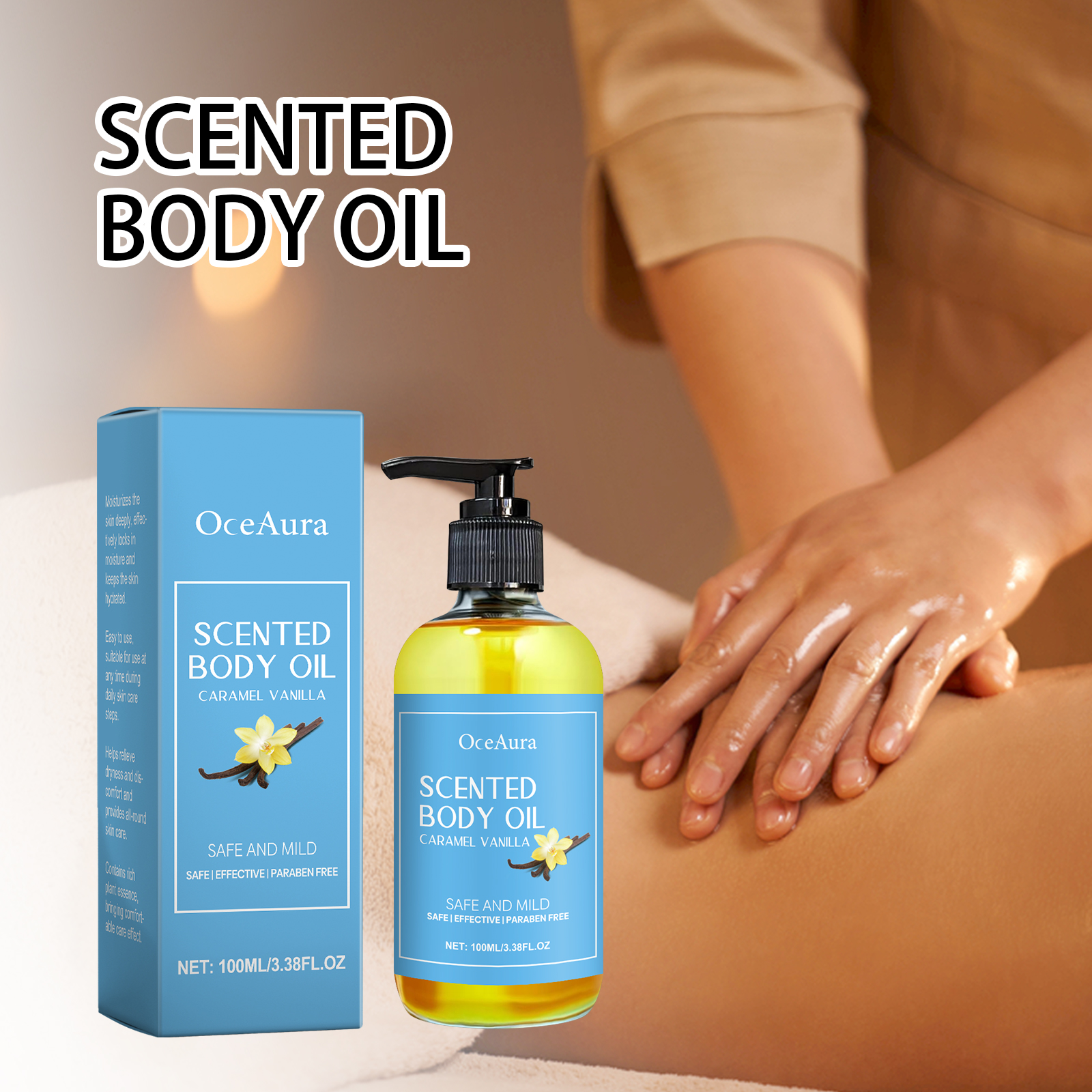 Shea Butter Raw - Caramel Vanilla Body Massage Oil Moisturizing